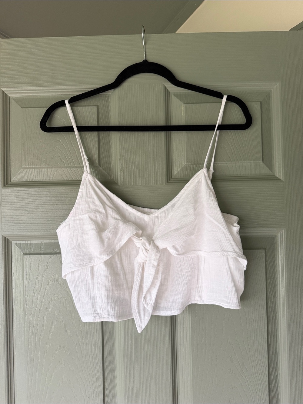 aerie White Tie-Front Ribbed Cropped Cami
